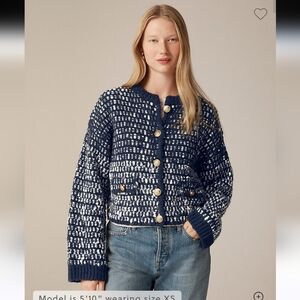 J Crew Relaxed Sweater Cardigan jacket in tweed CH680 NWT Size XXS Oversized